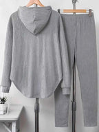 Textured Long Sleeve Hoodie and Pants Set THRIXINE
