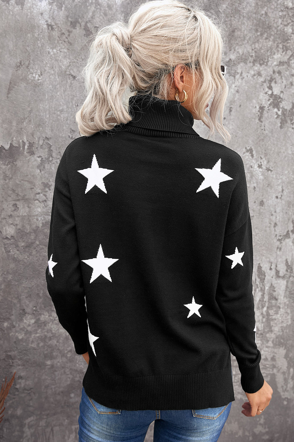 Star Print Sweater Pi-Mart