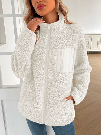 Winter Warm Zip Up Long Sleeve Jacket Fuzzy Cozy & Stylish Jacket Cold-Weather Essential Outdoor Jacket Stevvex