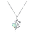 Heart-shaped Aussie Treasure Combined With A Dolphin Necklace Pi-Mart
