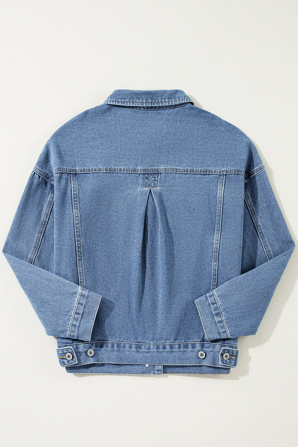 Light Blue Washed Oversize Pocketed Denim Jacket Lootquake LLC