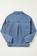 Light Blue Washed Oversize Pocketed Denim Jacket Lootquake LLC