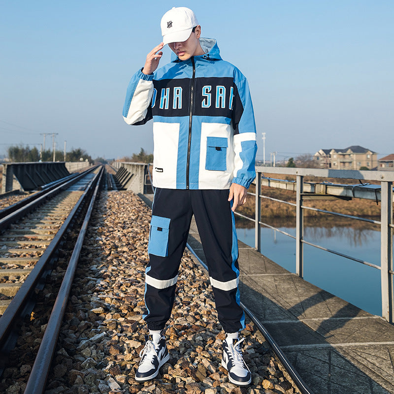 Youth Hip Hop Two-piece Student Hooded Fashion Long Sleeve Sweatshirt Jacket Pi-Mart