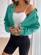 Relaxed Minimalist Zip-Up Dropped Shoulder Hooded Jacket Casual & Comfortable Lightweight Outerwear Stevvex