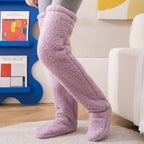 Over Knee High Fuzzy Long Socks Winter Warm Cold Leg Knee Joint Cold-proof Stockings Home Floor Sleeping Socks Pi-Mart
