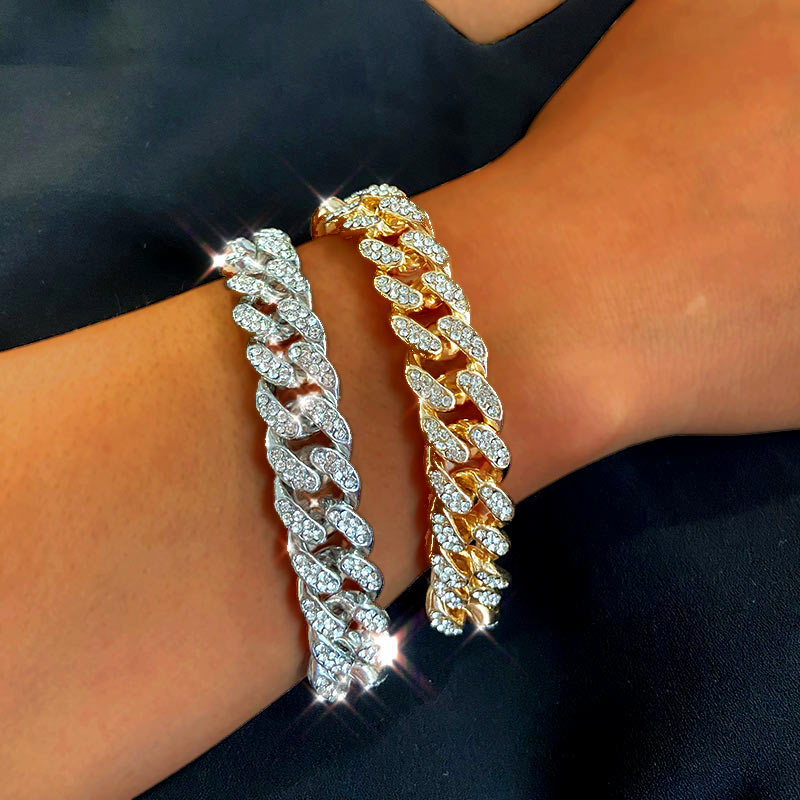Luxury 12mm Iced Out Cuban Link Chain Bracelet Pi-Mart