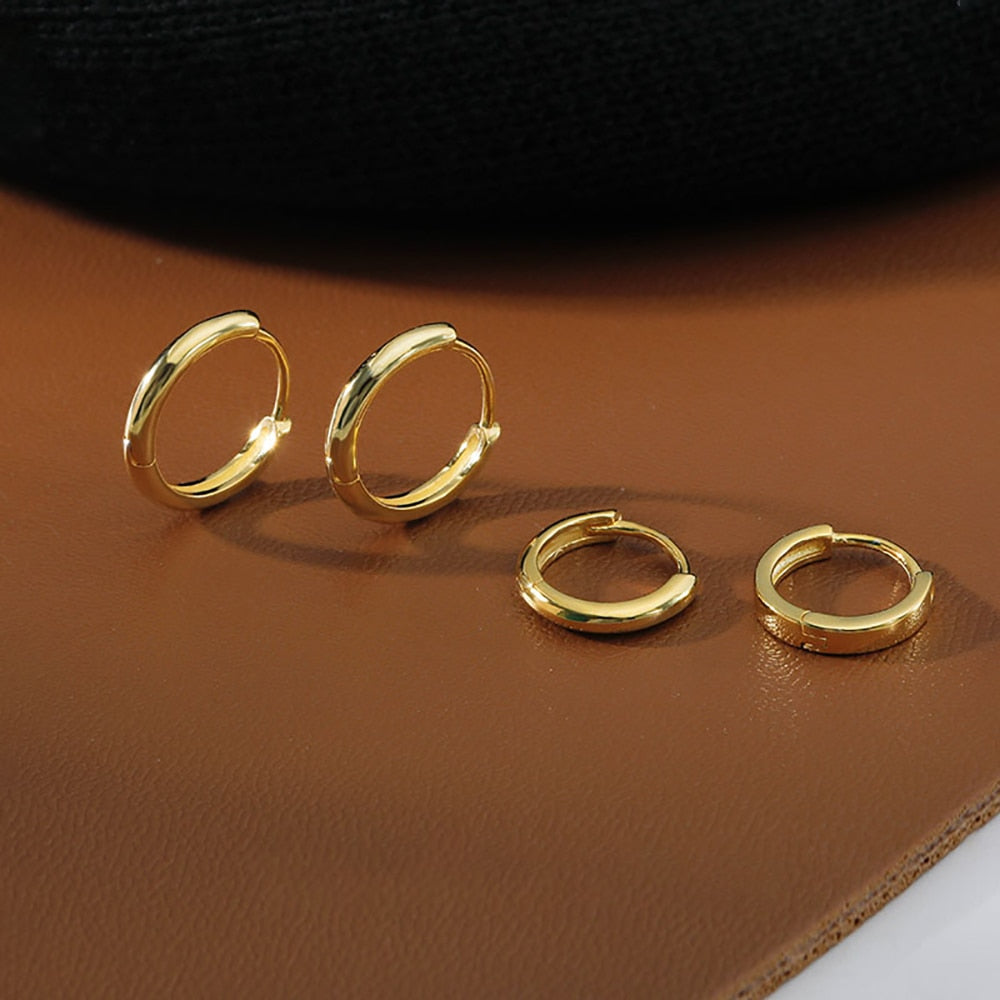 Stainless Steel Minimalist Huggie Hoop Earrings Pi-Mart