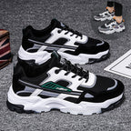 Black White Lace-up Sneakers Men Outdoor Breathable Csual Mesh Shoes Lightweight Running Sports Shoes Pi-Mart