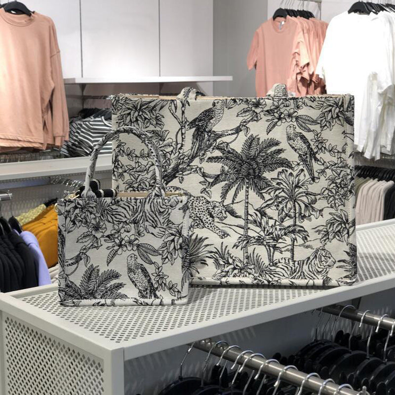 Casual Embroidery Canvas Handbag Women Large Capacity Handle Bag Pi-Mart