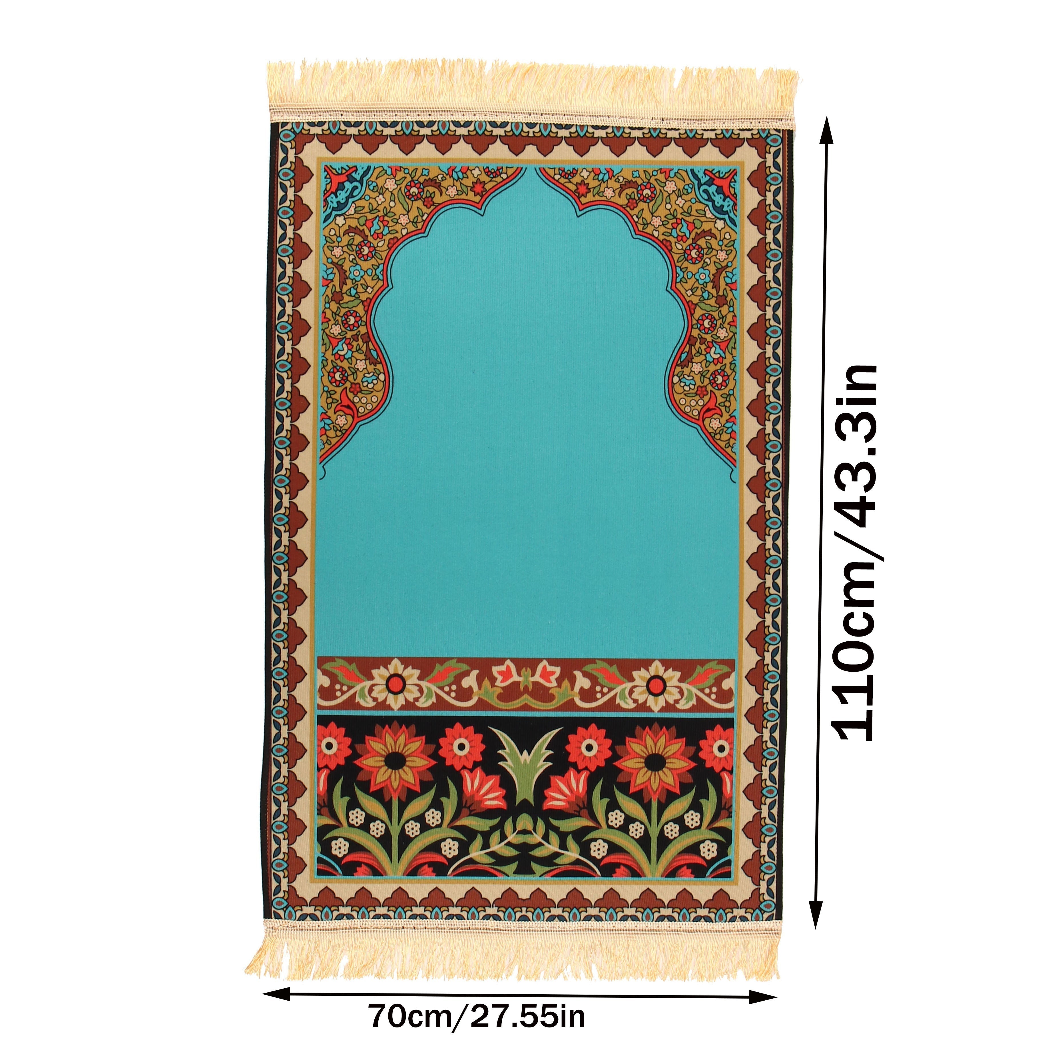 1pc Luxury Muslim Prayer Mat, Non-Slip Printed Islamic Kabah, Soft Worship Cushion, Meditation Rug, Pilgrimage Blanket, Islamic Prayer Carpet, Ideal Islamic Gift Lootquake LLC