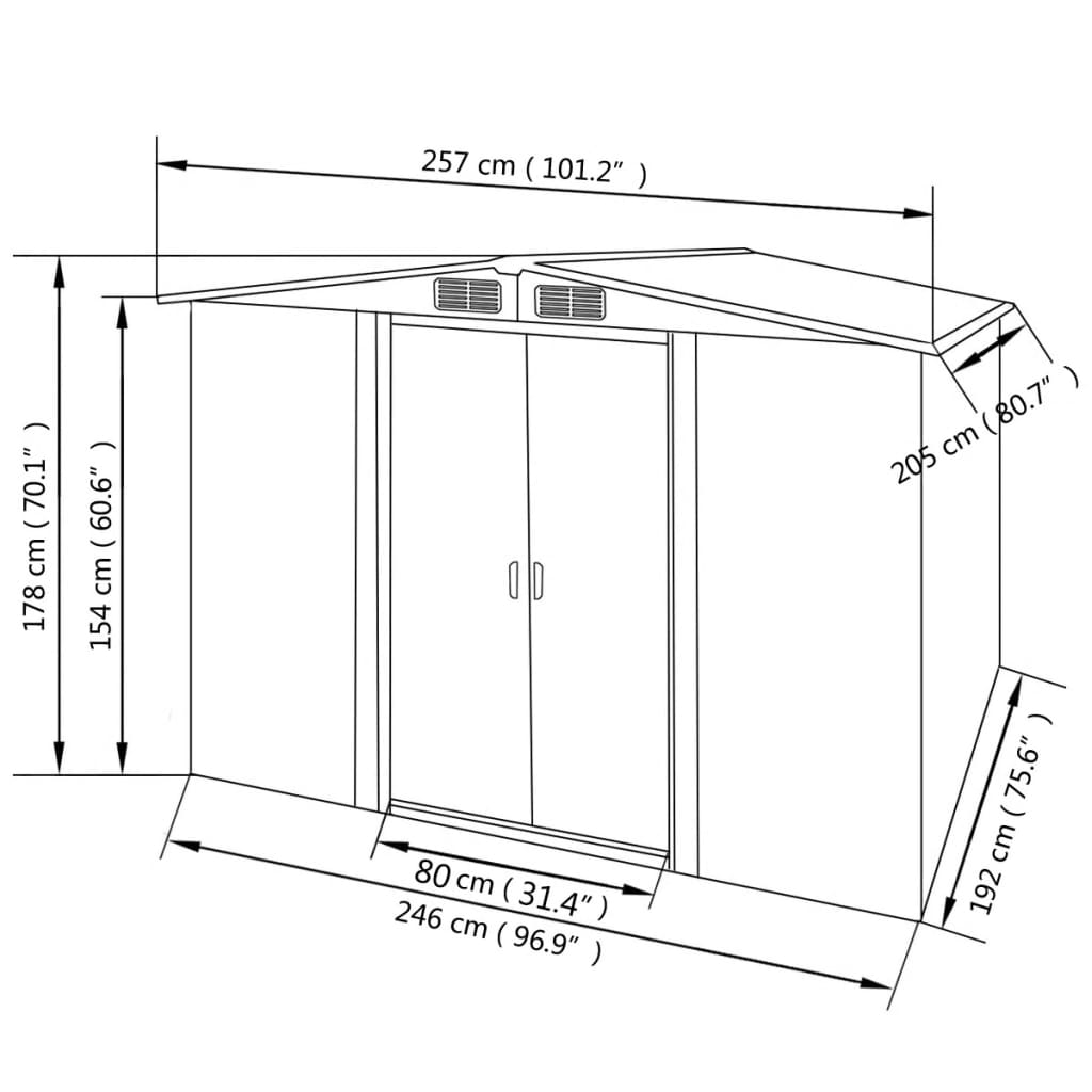 vidaXL Outdoor Storage Shed Garden Shed Patio Metal Storage Shed Backyard Shed Lootquake LLC