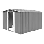 vidaXL Outdoor Storage Shed Garden Shed Metal Storage Backyard Patio Shed Gray Lootquake LLC