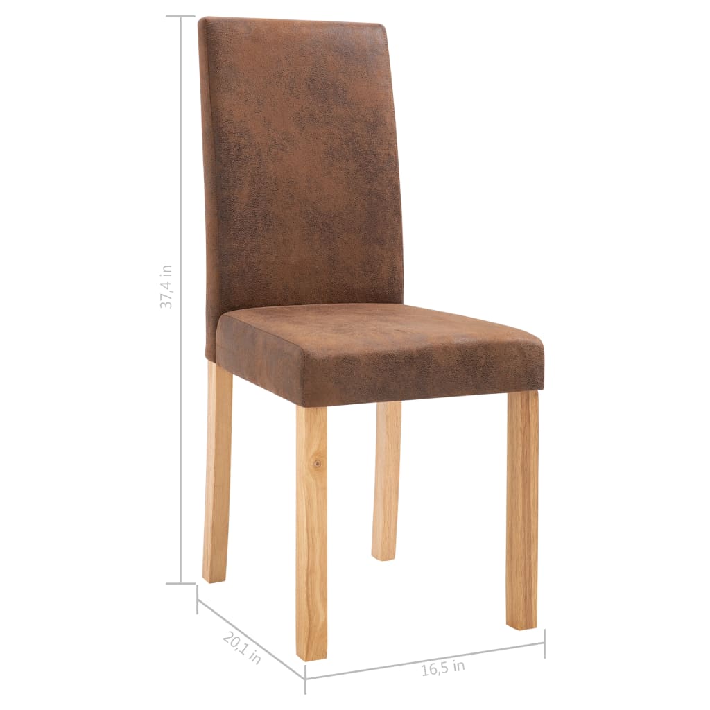 vidaXL Dining Chairs Side Chair with Wood Legs for Kitchen Faux Suede Leather Lootquake LLC