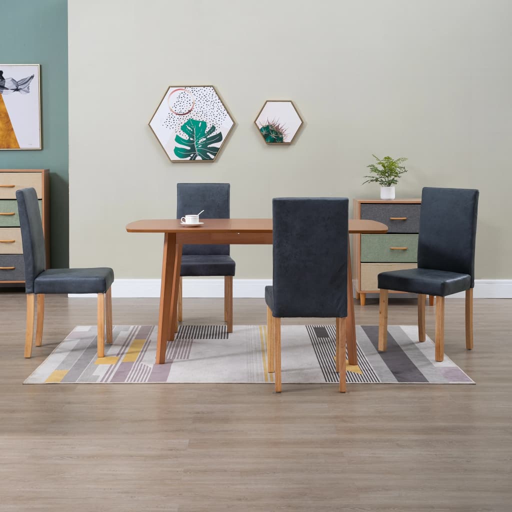 vidaXL Dining Chairs Side Chair with Wood Legs for Kitchen Faux Suede Leather Lootquake LLC