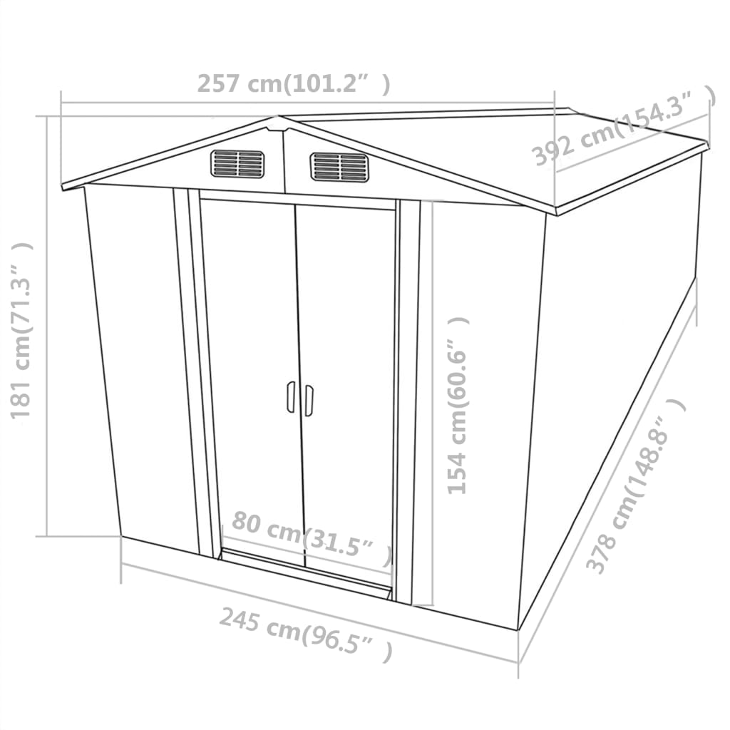 vidaXL Outdoor Storage Shed Garden Shed Metal Storage Backyard Patio Shed Lootquake LLC