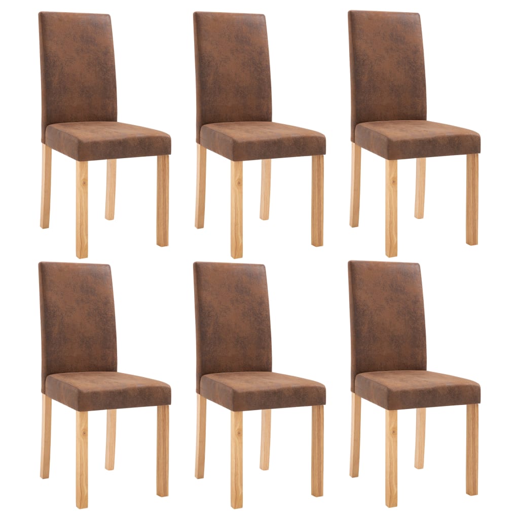 vidaXL Dining Chairs Side Chair with Wood Legs for Kitchen Faux Suede Leather Lootquake LLC