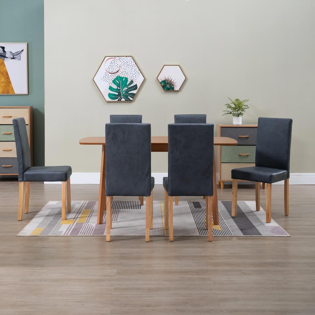 vidaXL Dining Chairs Side Chair with Wood Legs for Kitchen Faux Suede Leather Lootquake LLC