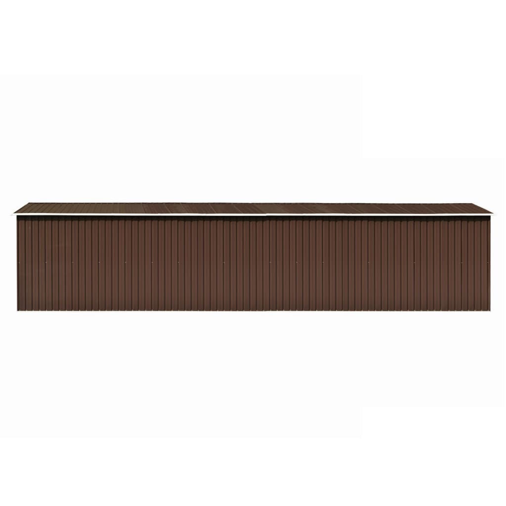 vidaXL Garden Shed Brown 101.2"x389.8"x71.3" Galvanized steel Lootquake LLC