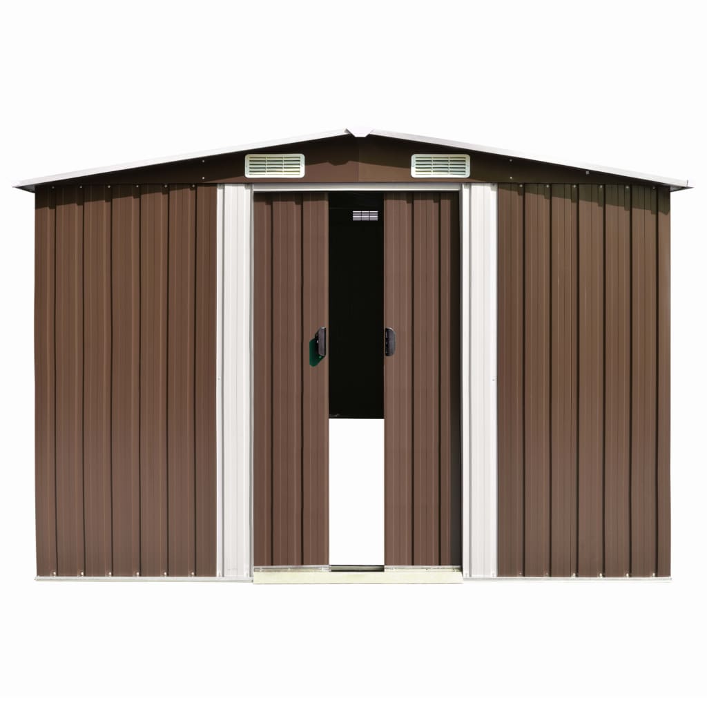 vidaXL Garden Shed Brown 101.2"x389.8"x71.3" Galvanized steel Lootquake LLC