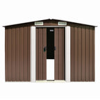 vidaXL Garden Shed Brown 101.2"x389.8"x71.3" Galvanized steel Lootquake LLC