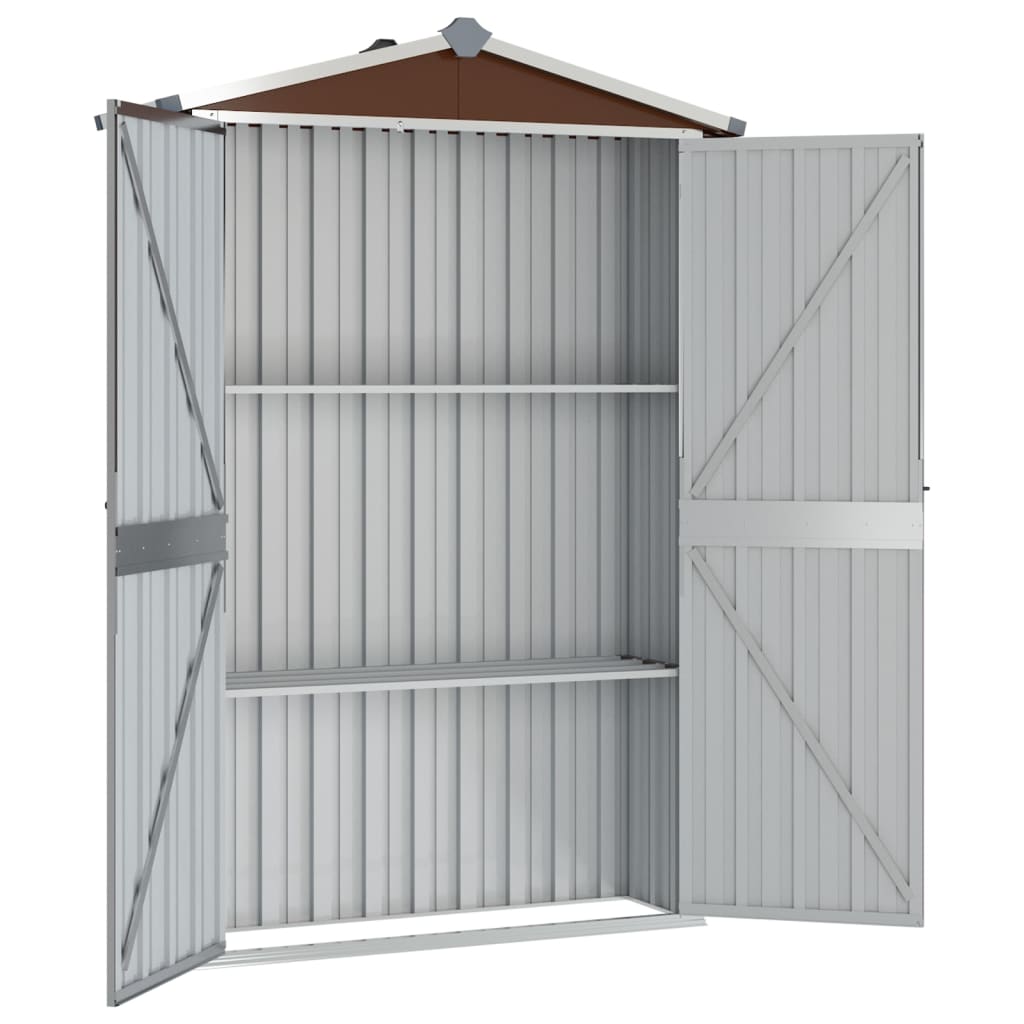 NNEVL Garden Shed Brown 107.5x46x183 cm Galvanised Steel Lootquake LLC