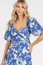 New Summer Cutout Back Floral Sweetheart Neck Puff Sleeve Dress – Unique, Romantic and Trendy Floral Dress with Puff Sleeves and Cutout Back Stevvex