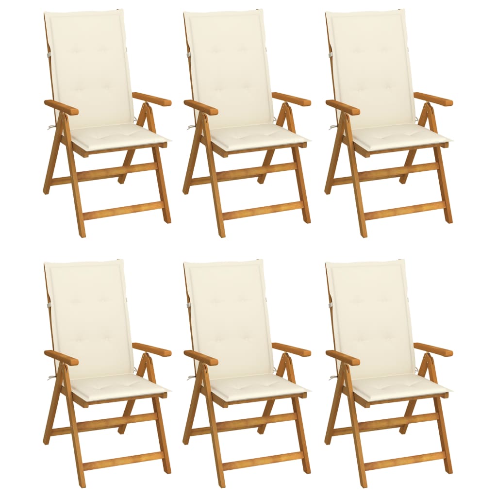 vidaXL Outdoor Recliner Chairs Patio Chair with Cushions Solid Wood Acacia Lootquake LLC