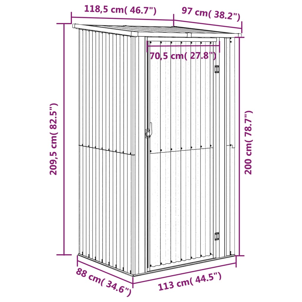 vidaXL Garden Shed Anthracite 46.7"x38.2"x82.5" Galvanized Steel Lootquake LLC