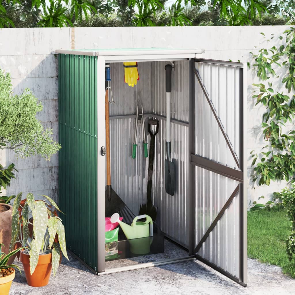 vidaXL Tool Shed Garden Outdoor Storage Shed Tool Organizer Galvanized Steel Lootquake LLC