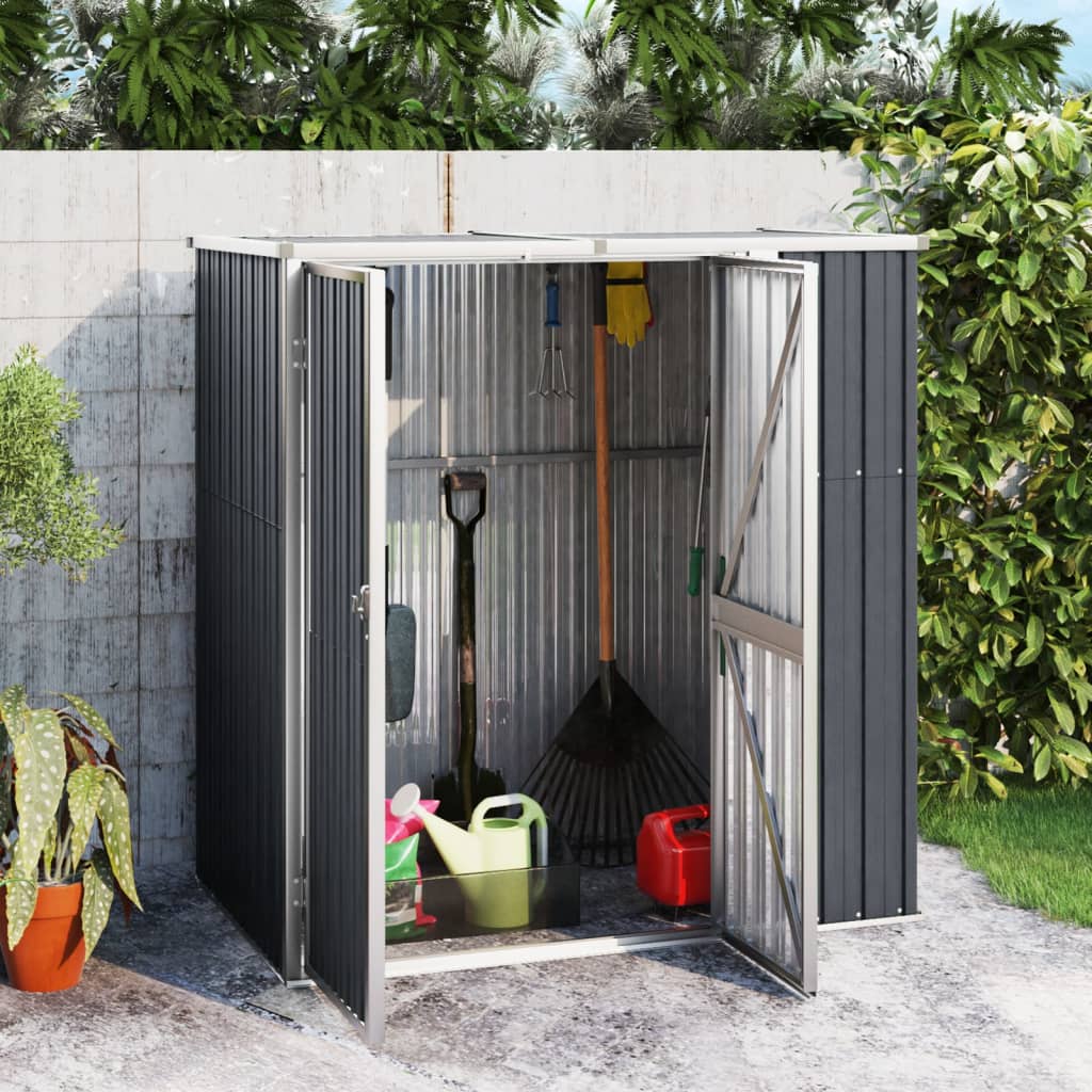 vidaXL Tool Shed Garden Outdoor Storage Shed Tool Organizer Galvanized Steel Lootquake LLC