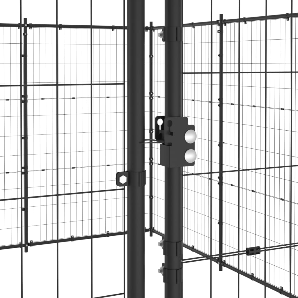vidaXL Outdoor Dog Kennel Dog Pen Pet Crate Kennel Cage Fence for Yard Steel Lootquake LLC