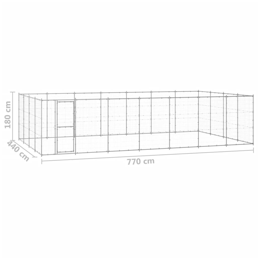 vidaXL Outdoor Dog Kennel Dog Pen Pet Crate Kennel Cage Fence for Yard Steel Lootquake LLC