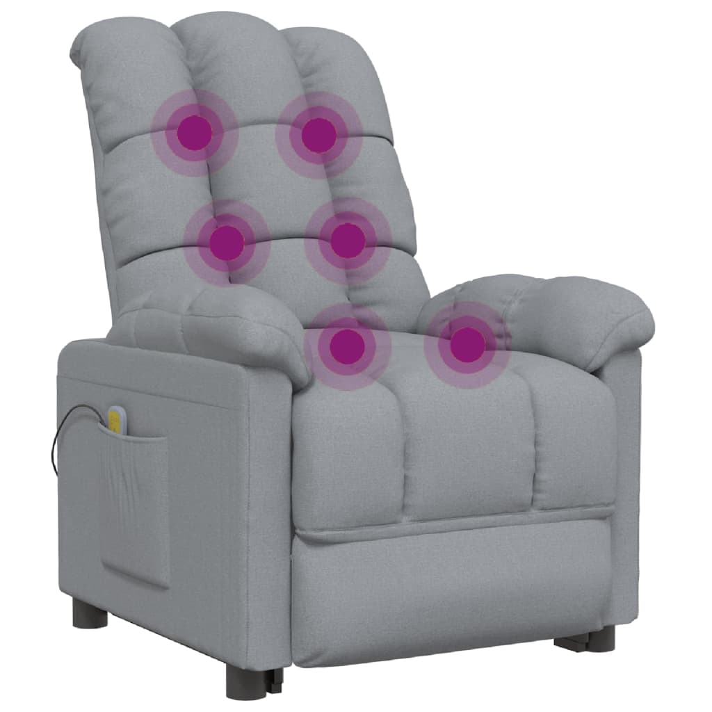 vidaXL Massage Chair Light Gray Fabric Lootquake LLC