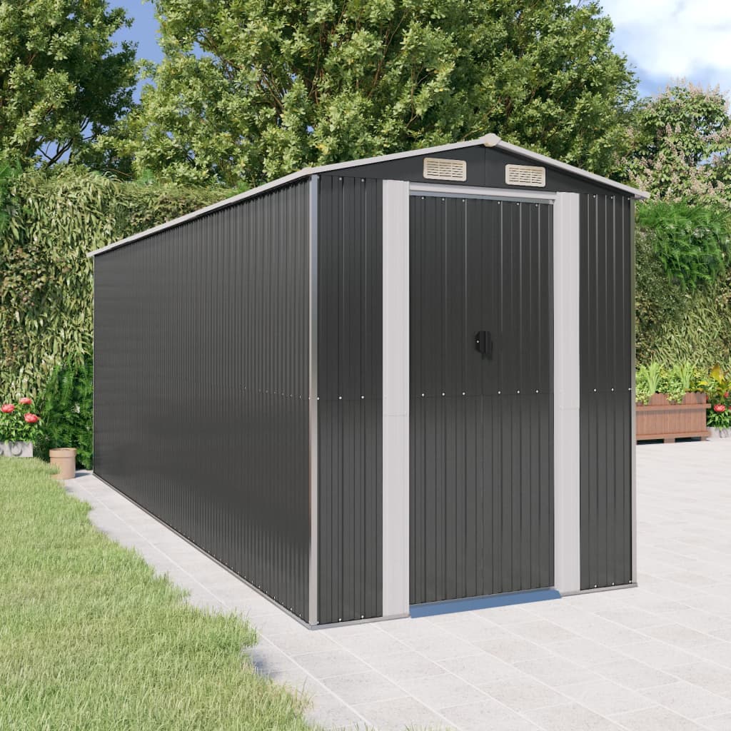 NNEVL Garden Shed Anthracite 192x523x223 cm Galvanised Steel Lootquake LLC