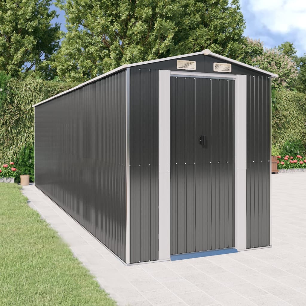 NNEVL Garden Shed Anthracite 192x689x223 cm Galvanised Steel Lootquake LLC