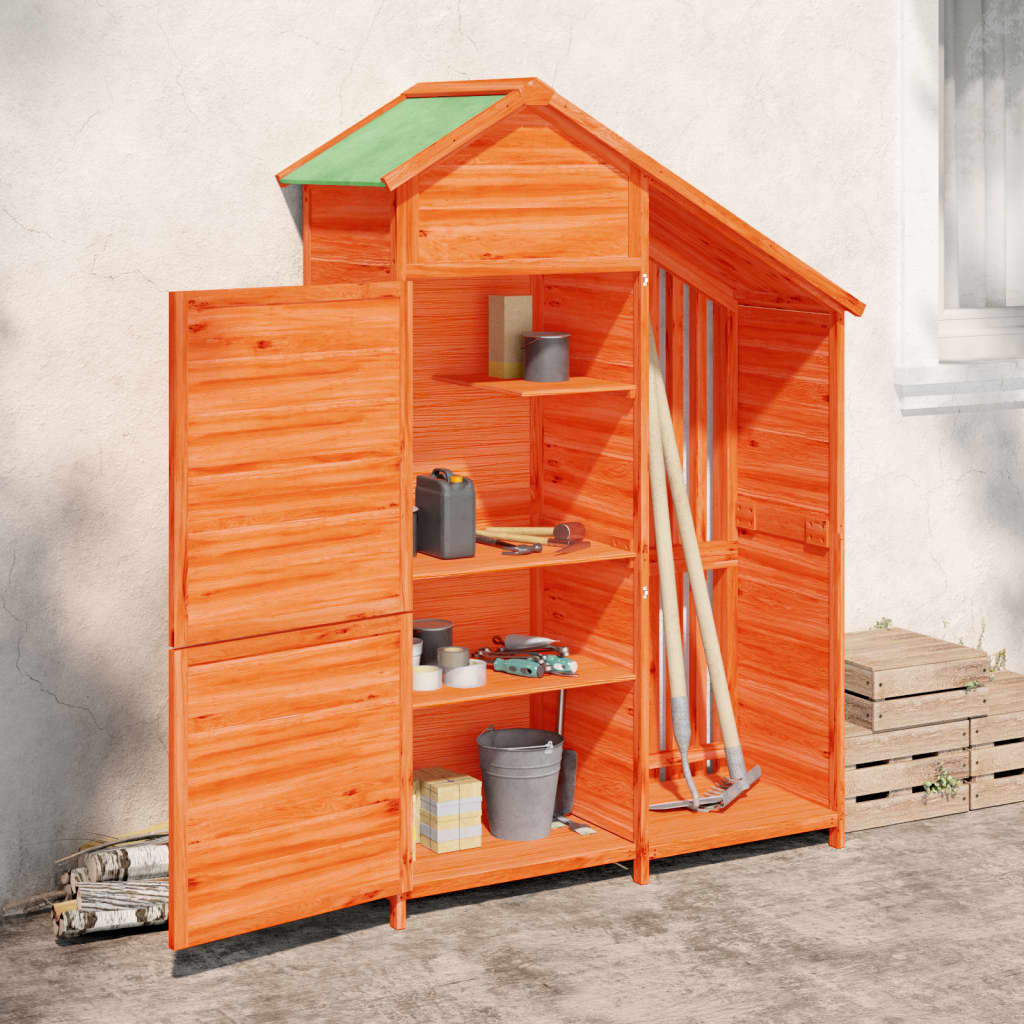 vidaXL Garden Tool Shed Brown 47.2"x21.1"x66.9" Solid Wood Pine Lootquake LLC