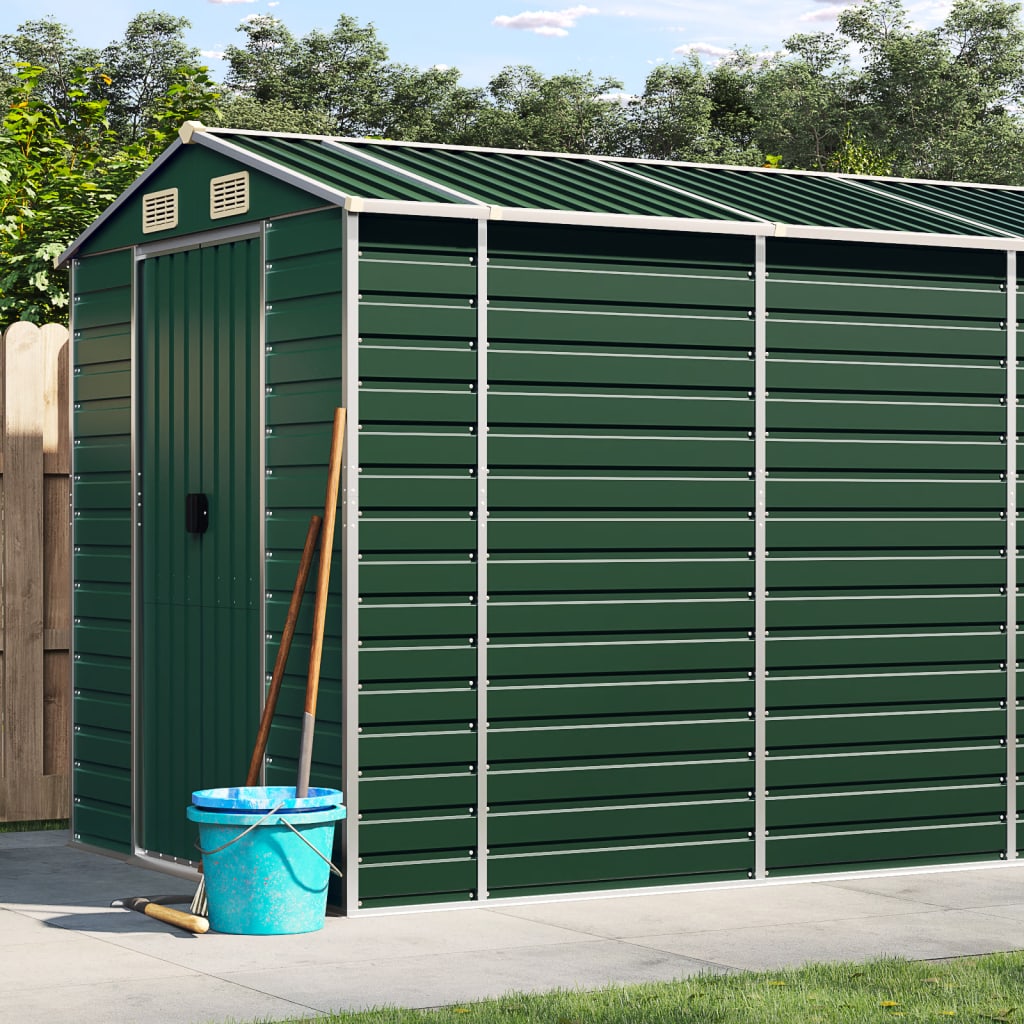 NNEVL Garden Shed Green 191x810x198 cm Galvanised Steel Lootquake LLC