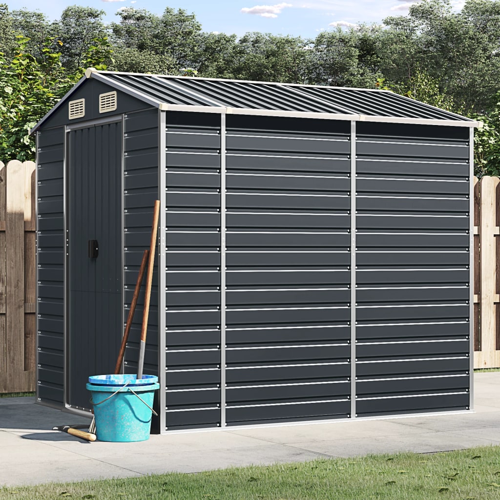 vidaXL Garden Shed Metal Outdoor Storage Shed Anthracite Galvanized Steel Lootquake LLC