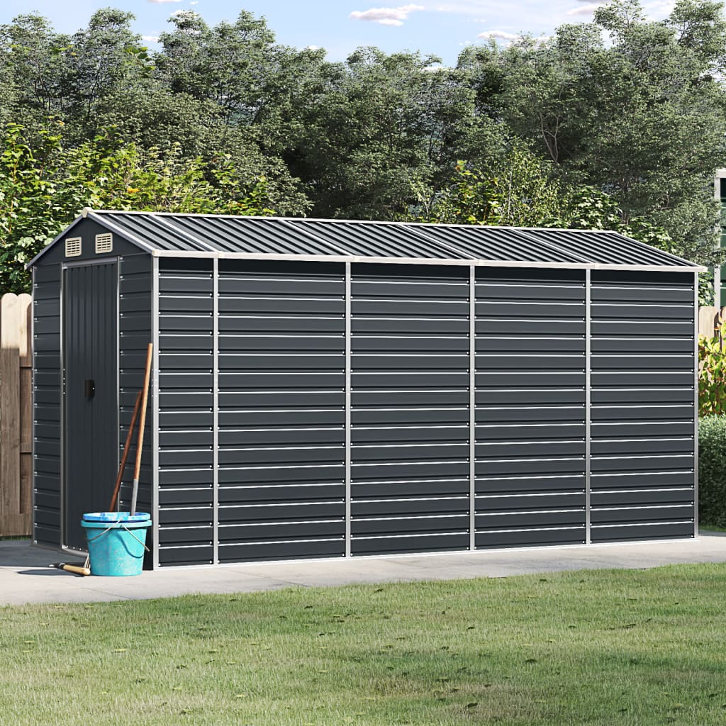vidaXL Garden Shed Metal Outdoor Storage Shed Anthracite Galvanized Steel Lootquake LLC