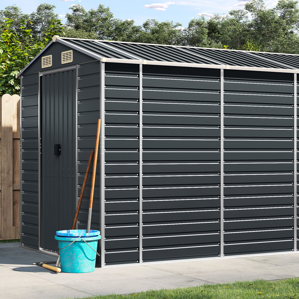 vidaXL Garden Shed Metal Outdoor Storage Shed Anthracite Galvanized Steel Lootquake LLC