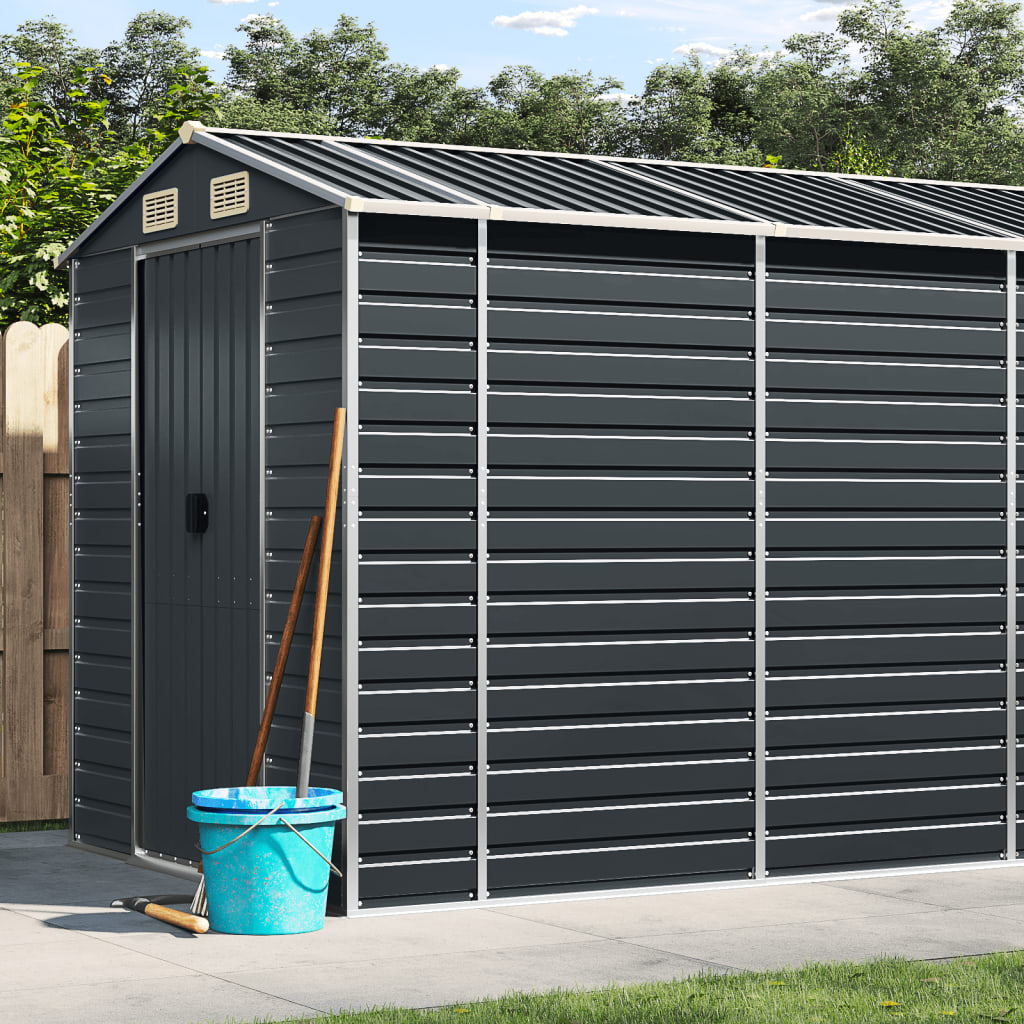 vidaXL Garden Shed Metal Outdoor Storage Shed Anthracite Galvanized Steel Lootquake LLC