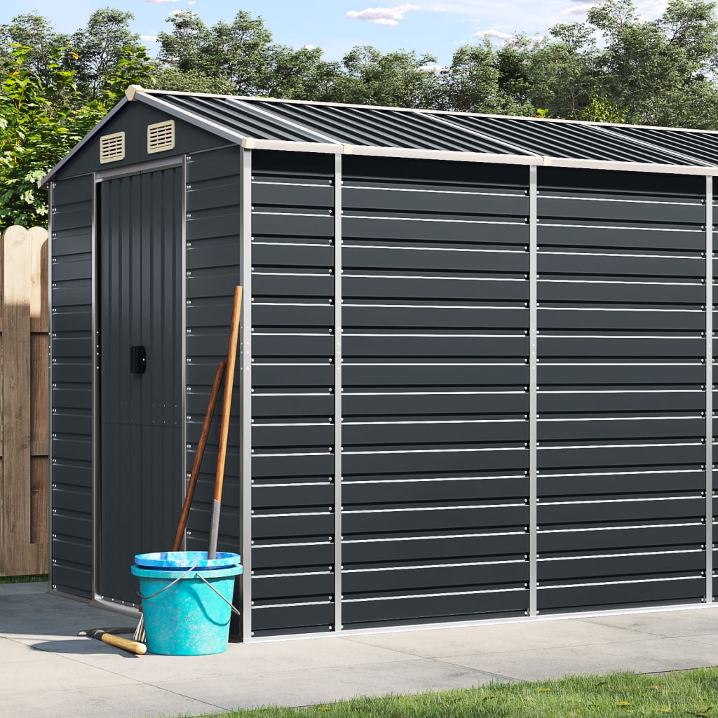 vidaXL Garden Shed Metal Outdoor Storage Shed Anthracite Galvanized Steel Lootquake LLC