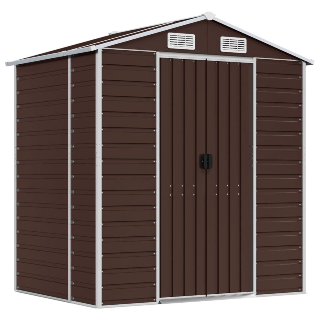 NNEVL Garden Shed Brown 191x130x198 cm Galvanised Steel Lootquake LLC