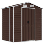 NNEVL Garden Shed Brown 191x130x198 cm Galvanised Steel Lootquake LLC