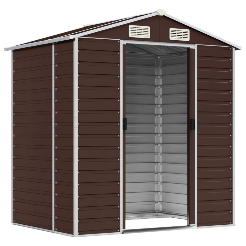 NNEVL Garden Shed Brown 191x130x198 cm Galvanised Steel Lootquake LLC