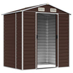 NNEVL Garden Shed Brown 191x130x198 cm Galvanised Steel Lootquake LLC