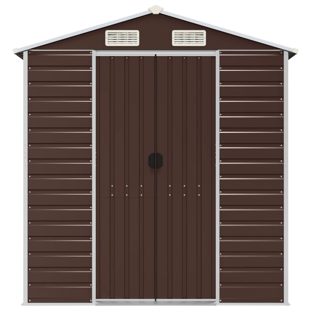 NNEVL Garden Shed Brown 191x130x198 cm Galvanised Steel Lootquake LLC