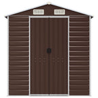 NNEVL Garden Shed Brown 191x130x198 cm Galvanised Steel Lootquake LLC