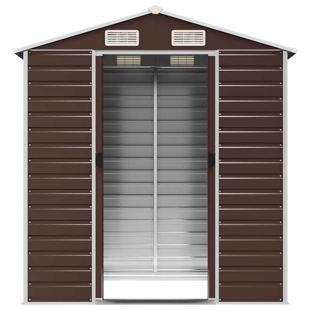 NNEVL Garden Shed Brown 191x130x198 cm Galvanised Steel Lootquake LLC