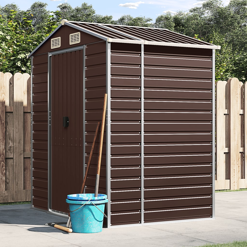 NNEVL Garden Shed Brown 191x130x198 cm Galvanised Steel Lootquake LLC
